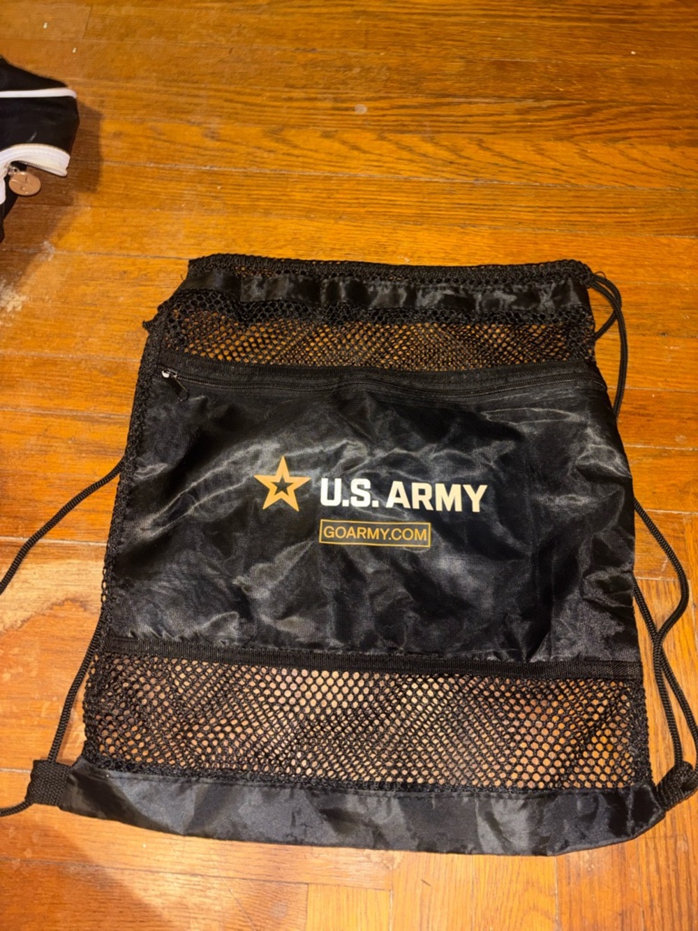 U.S. Army Black and Gold Drawstring Mesh Backpack